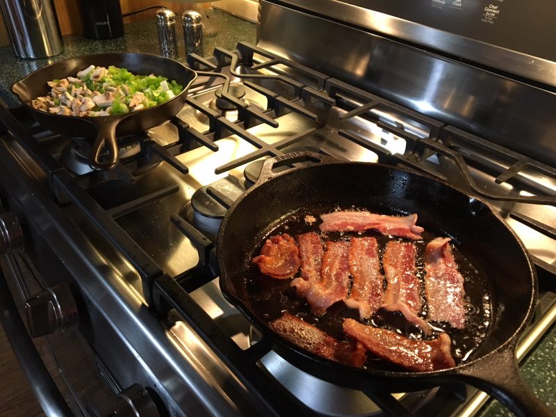 Cast iron pan maintenance with beeswax seasoning  I'm a bit of a cast iron  addict. This is one of my four pans getting a dose of love from our beeswax  seasoning.